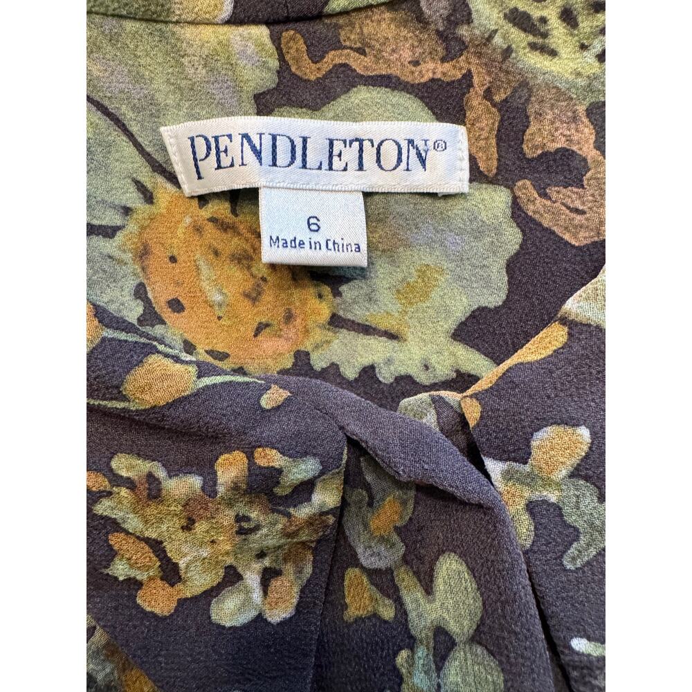 Pendleton Sheer Fall Floral Silk Button Front Blo… - image 5
